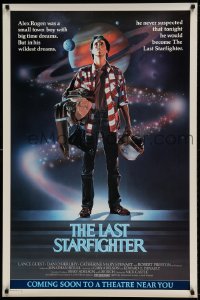 6z540 LAST STARFIGHTER advance 1sh 1984 Lance Guest, Robert Preston, great sci-fi art by C.D. de Mar