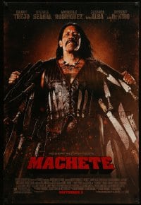 6z586 MACHETE style A advance DS 1sh 2010 Robert Rodriguez, Danny Trejo with lots of blades!