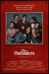 6z688 OUTSIDERS 1sh 1982 Coppola, S.E. Hinton, Howell, Dillon, Macchio, image of top cast!