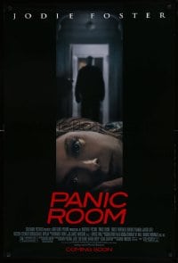 6z691 PANIC ROOM advance DS 1sh 2002 creepy image of Jodie Foster & shadowy figure!