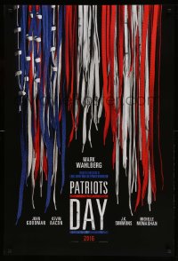 6z697 PATRIOTS DAY teaser DS 1sh 2016 Peter Berg, Mark Wahlberg, U.S. flag made out of shoe laces!