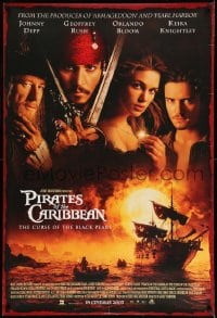 6z704 PIRATES OF THE CARIBBEAN int'l advance DS 1sh 2003 Geoffrey Rush, Knightley,Johnny Depp & cast