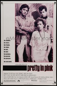 6z722 PRETTY IN PINK 1sh 1986 great portrait of Molly Ringwald, Andrew McCarthy & Jon Cryer!