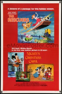 6z743 RESCUERS/MICKEY'S CHRISTMAS CAROL 1sh 1983 Disney package for the holiday season!