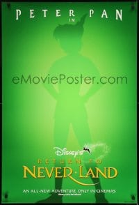 6z746 RETURN TO NEVERLAND int'l advance DS 1sh 2002 Walt Disney, cool outline artwork of Peter Pan!