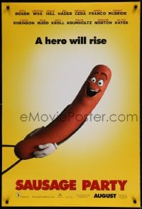 6z777 SAUSAGE PARTY teaser DS 1sh 2016 Seth Rogen, Jonah Hill, outrageous image, a hero will rise!