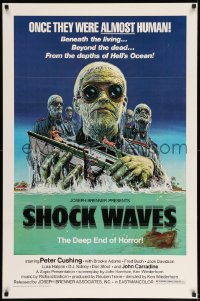 6z803 SHOCK WAVES 1sh 1977 art of Nazi ocean zombies terrorizing boat, once they were ALMOST human