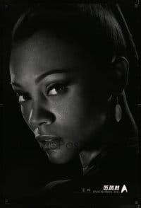 6z844 STAR TREK teaser 1sh 2009 cool image of sexy Zoe Saldana as Uhura over black background!