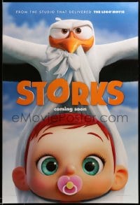 6z874 STORKS int'l advance DS 1sh 2016 Stoller & Sweetland, voices of Andy Samburg & Aniston, wacky