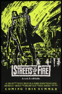 6z879 STREETS OF FIRE advance 1sh 1984 Walter Hill, cool yellow dayglo Riehm art!