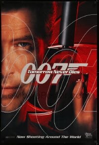 6z917 TOMORROW NEVER DIES teaser DS 1sh 1997 close-up of Pierce Brosnan as James Bond 007!