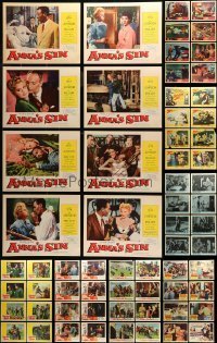 7a057 LOT OF 64 LOBBY CARDS '50s-60s complete sets of 8 cards from 8 different movies!