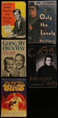 7a471 LOT OF 5 MALE SINGER BIOGRAPHY HARDCOVER BOOKS '50s-90s Pat Boone, Roy Orbison, Cash +more!