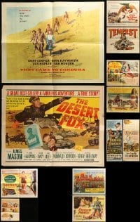 7a008 LOT OF 9 FOLDED ADVENTURE HALF-SHEETS, 2 INSERTS AND 1 WINDOW CARD '50s-60s great images!