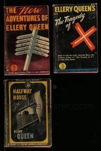 7a528 LOT OF 3 ELLERY QUEEN PAPERBACK BOOKS '40s New Adventures, The Tragedy of X, Halfway House!