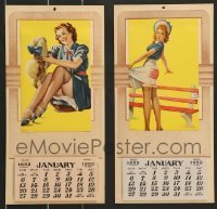 7a004 LOT OF 2 7x14 WALL CALENDARS '52 both with sexy pin-up art in color!