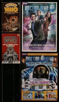 7a523 LOT OF 4 DOCTOR WHO PAPERBACK BOOKS AND MAGAZINES '80s-00s lots of content from the series!