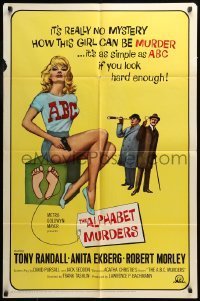 7b027 ALPHABET MURDERS 1sh 1966 Tony Randall, sexy Anita Ekberg is murder!