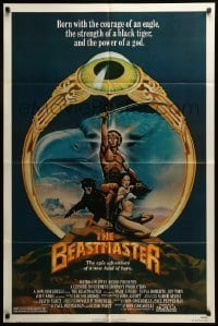 7b064 BEASTMASTER 1sh 1982 Taylor art of bare-chested Marc Singer & sexy Tanya Roberts!