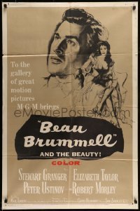 7b065 BEAU BRUMMELL 1sh 1954 art of Elizabeth Taylor & Stewart Granger!