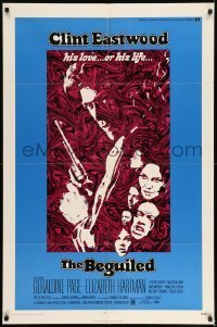 7b067 BEGUILED 1sh 1971 cool psychedelic art of Clint Eastwood & Geraldine Page, Don Siegel