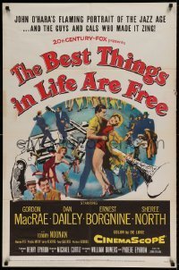 7b068 BEST THINGS IN LIFE ARE FREE 1sh 1956 Michael Curtiz, Gordon MacRae, art of gun & trumpet!