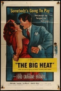 7b074 BIG HEAT 1sh 1953 great pulp art of Glenn Ford & sexy Gloria Grahame, Fritz Lang noir!