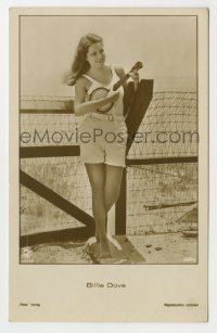 7d154 BILLIE DOVE 4935/1 German Ross postcard 1930 barefoot at the beach with tiny banjo!