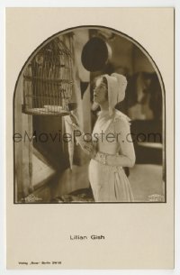 7d171 LILLIAN GISH 1885/1 German Ross postcard 1950s great close up staring at bird in cage!