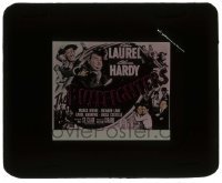 7d281 BULLFIGHTERS glass slide 1945 wonderful art & photos of Stan Laurel & Oliver Hardy!