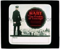 7d297 CRADLE OF COURAGE glass slide 1920 great image of policeman William S. Hart over city!