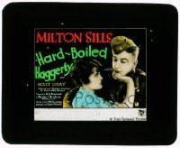 7d336 HARD BOILED HAGGERTY glass slide 1927 Molly O'Day resists soldier Milton Sills' advances!