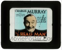 7d339 HEAD MAN glass slide 1928 Charlie Murray, Loretta Young, you'll laugh and laugh!