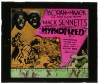 7d348 HYPNOTIZED glass slide 1932 Mack & Moran The Two Black Crows in blackface + wacky artwork!