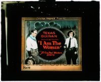 7d349 I AM THE WOMAN glass slide 1921 great image of Texas Guinan in a five-reel western!