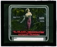 7d351 ISLAND OF REGENERATION glass slide 1915 Reverend Brady's powerful story of the South Seas!