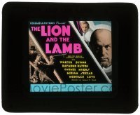 7d363 LION & THE LAMB style A glass slide 1931 Walter Byron, Raymond Hatton, Carmel Myers