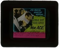 7d385 MR. ACE glass slide 1946 close up of George Raft holding pretty Sylvia Sidney, film noir!