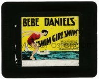 7d429 SWIM GIRL SWIM glass slide 1927 great image of Bebe Daniels in one-piece bathing suit!