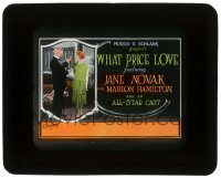 7d447 WHAT PRICE LOVE style B glass slide 1927 pretty Jane Novak's boyfriend returns stolen jewels!