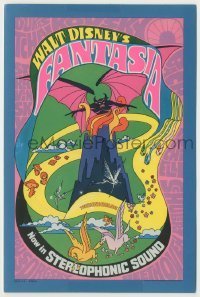 7d065 FANTASIA Stereophonic Sound herald R1970 Disney classic musical, great psychedelic fantasy art
