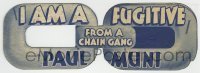 7d087 I AM A FUGITIVE FROM A CHAIN GANG die-cut herald 1932 convict Paul Muni, chain link design!