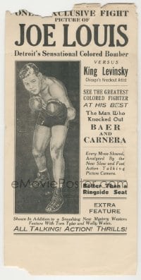 7d090 JOE LOUIS VS KING LEVINSKY herald 1935 boxing, art of Detroit's Sensational Colored Bomber!
