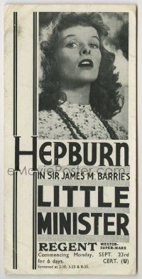 7d094 LITTLE MINISTER English herald/ink blotter 1935 Katharine Hepburn, James M. Barrie!
