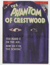 7d109 PHANTOM OF CRESTWOOD die-cut herald 1932 you heard it on the air, now see it on the screen!