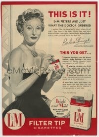 7d563 BARBARA STANWYCK magazine ad 1954 L&M filtered cigarettes are just what the doctor ordered!