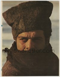 7d567 DOCTOR ZHIVAGO magazine page 1966 super close up of Omar Sharif bundled up in Siberia!