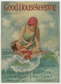 7d555 GOOD HOUSEKEEPING 9x12 magazine cover August 1931 mom & baby art by Jessie Wilcox Smith!