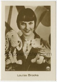 7d146 LOUISE BROOKS 2x3 German Ross cigarette card 1920s smiling with stuffed animals!