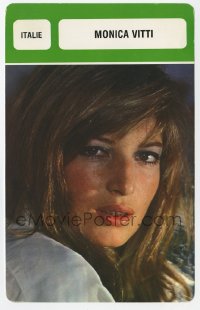 7d013 MONICA VITTI French 5x8 biography card 1980s great portrait with lots of info on the back!